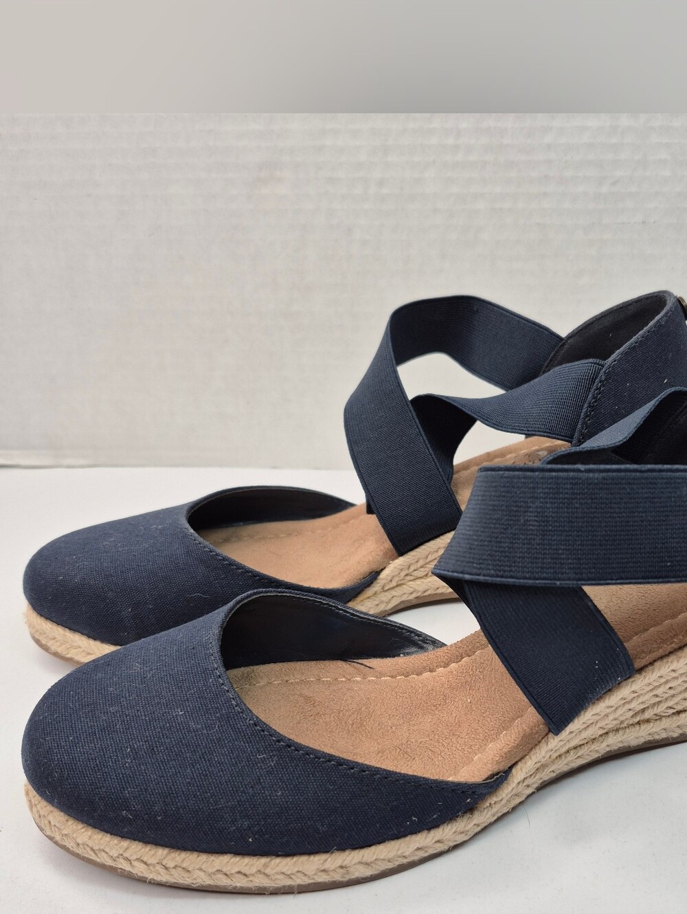 St. Johns Bay Black Wedge Shoes Size 8.5